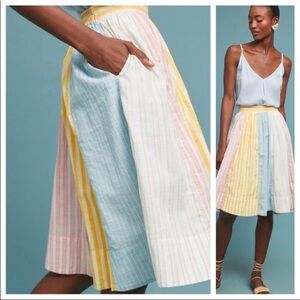 New Maeve Anthropologie Textured Stripe Skirt Med
